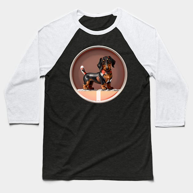 Cute Geometric Dachshund Baseball T-Shirt by donovanh